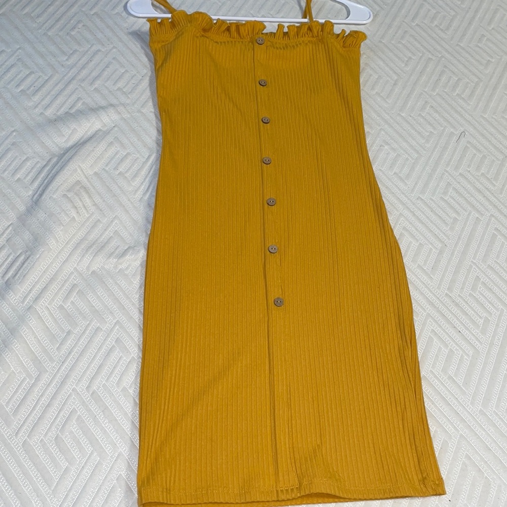 Flattering Mustard Mid-dress
